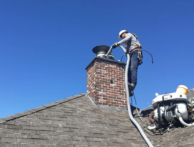 Dedicated Chino Hills Chimney Sweep team member cleaning a chimney in Chino Hills, CA