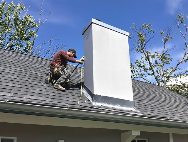 Chino Hills Chimney Sweep team member finishing chimney construction in Chino Hills, CA