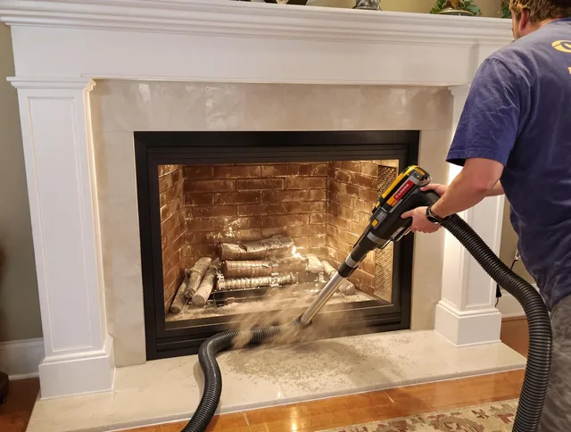 Fireplace cleaning performed by Chino Hills Chimney Sweep in Chino Hills, CA